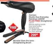 Carmen Studio Duo Everyday Hair Dryer 2200W Plus Free Straightener