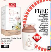 Futurelife Nutritional Shake Pack Sachets French Vanilla Or Caramel-7 x 55g Each