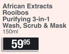 African Extracts Rooibos Purifying 3 In 1 Wash, Scrub & Mask-150ml