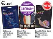 Quret Collagen Lifting Care & Glow Mask/Brazil Nut Beauty Recipe Nourishing Mask-For 3