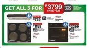 Univa Cookerhood U600B, Univa 600mm Hob U156B & Univa 598mm Eye-Level Oven U246B-For All 3
