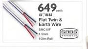Flat Twin & Earth Wire 1.5mm SMC15F-100m Roll Each
