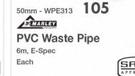 Marley PVC Waste Pipe 6m, E-Spec WPE313-50mm Each