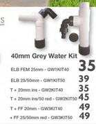 Splash Works 40mm Grey Water Kit ELB FEM 25mm-GW1KIT40