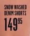 Red Earth Snow Washing Denim Shorts