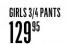 4Teen Girls 3/4 Pants
