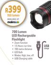 [MAKRO] Camp Master 700 Lumen LED Rechargeable Flashlight-Each
