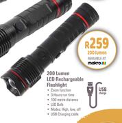 [MAKRO] Camp Master 200 Lumen LED Rechargeable Flashlight-Each