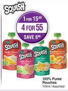Squish 100% Puree Pouches Assorted-For 4 x 110ml