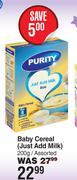 Purity Baby Cereal (Just Add Milk) Assorted-200g