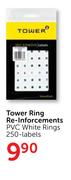 Tower Ring Re-Inforcements PVC White Rings-250 Labels