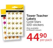 Tower Teacher Labels Gold Stars-100 Stickers