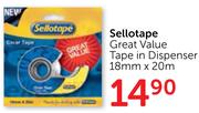 Sellotape Great Value Tape In Dispenser 18mm X 20m