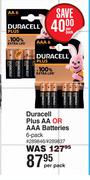 Duracell Plus AA or AAA Batteries 6 Pack-Per Pack