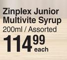 Zinplex Junior Multivite Syrup Assorted-200ml Each