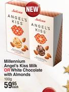 Millennium Angel's Kiss Milk Or White Chocolate With Almonds-100g Each