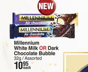 Millennium White Milk Or Dark Chocolate Bubble Assorted-32g Each