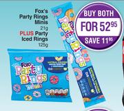 Fox's Party Rings Minis 21g Plus Party Iced Rings 125g-Both For