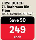 First Dutch 7L Bathroom Bin Fiber-Each