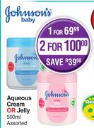 Johnson's Aqueous Cream Or Jelly Assorted-500ml Each