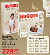 Huggies Nappies Jumbo Pack Sizes 1-2 Value Pack Sizes 3-5-Per Pack
