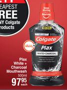 Colgate Plax White+Charcoal Mouthwash-500ml Each