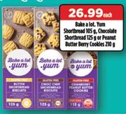 Bake A Lot Yumm Shortbread 105g, Chocolate Shortbread 125g Or Peanut Butter Berry Cookies 210g-Each