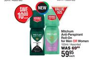 Mitchum Anti-Perspirant Roll-On For Men Or Women Assorted-100ml Each