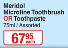 Meridol Microfine Toothbrush Or Toothpaste Assorted-75ml Each