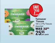 Twinsaver Tissues Assorted-180 x 2 Ply Tissues Per Pack