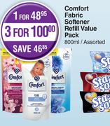 Comfort Fabric Softener Refill Value Pack Assorted-For 1 x 800ml