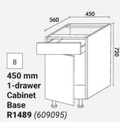 450mm 1-Drawer Cabinet Base (Floor Unit) 609095