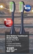 Philips One Battery Toothbrush Brush Heads (Navy Blue)-2 Per Pack