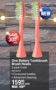 Philips One Battery Toothbrush Brush Heads (Coral)-2 Per Pack