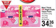 Always Maxi Thick Or Night Pads Value Pack-Per Pack