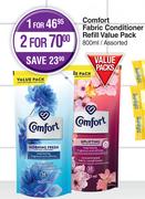 Comfort Fabric Conditioner Refill Value Pack Assorted-For 2 x 800ml