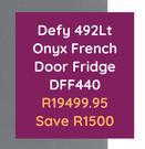 Defy 492Ltr Onyx French Door Fridge DFF440