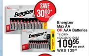 Energizer Max AA Or AAA Batteries 12 Pack-Per Pack