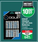 Dquip Alkaline AA Or AAA Batteries 12 Pack-Each