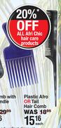 Afri Chic Plastic Afro Or Tail Hair Comb-Each