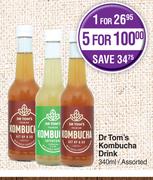 Dr Tom's Kombucha Drink Assorted-For 5 x 340ml