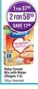 Purity Baby Cereal Mix With Water(Stages 1-3) Assorted-For 2 x 200g