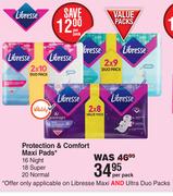 Libresse Protection & Comfort Maxi Pads 16 Night, 18 Super, 20 Normal-Per Pack