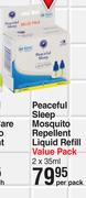 Peaceful Sleep Mosquito Repellent Liquid Refill Value Pack-2 x 35ml Per Pack
