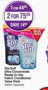 Sta Soft Ultra Concentrate Ready To Use Fabric Conditioner Value Pack Assorted-For 2 x 500ml