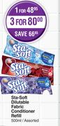 Sta Soft Dilutable Fabric Conditioner Refill Assorted-For 3 x 500ml