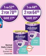 Always Normal Daily Liners 40 Liners Scented Or Unscented-For 2