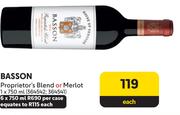 Basson Proprietor's Blend Or Merlot-750ml Each