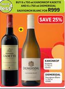 Kanonkop Kadette 6 x 750ml Or Diemersdal Sauvignon Blanc 6 x 750ml