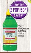 Tony Ferguson Lemon Juice-2 x 500ml